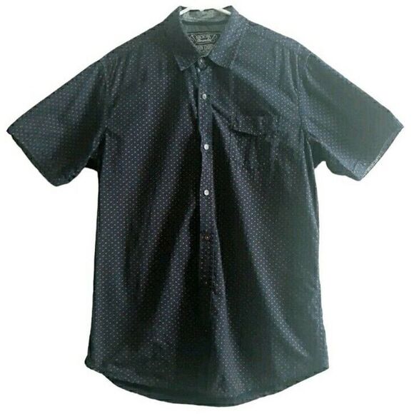 Broken Thread  Button Down Shirt Men Large Blue Red Stars Short Sleeves - Picture 1 of 9